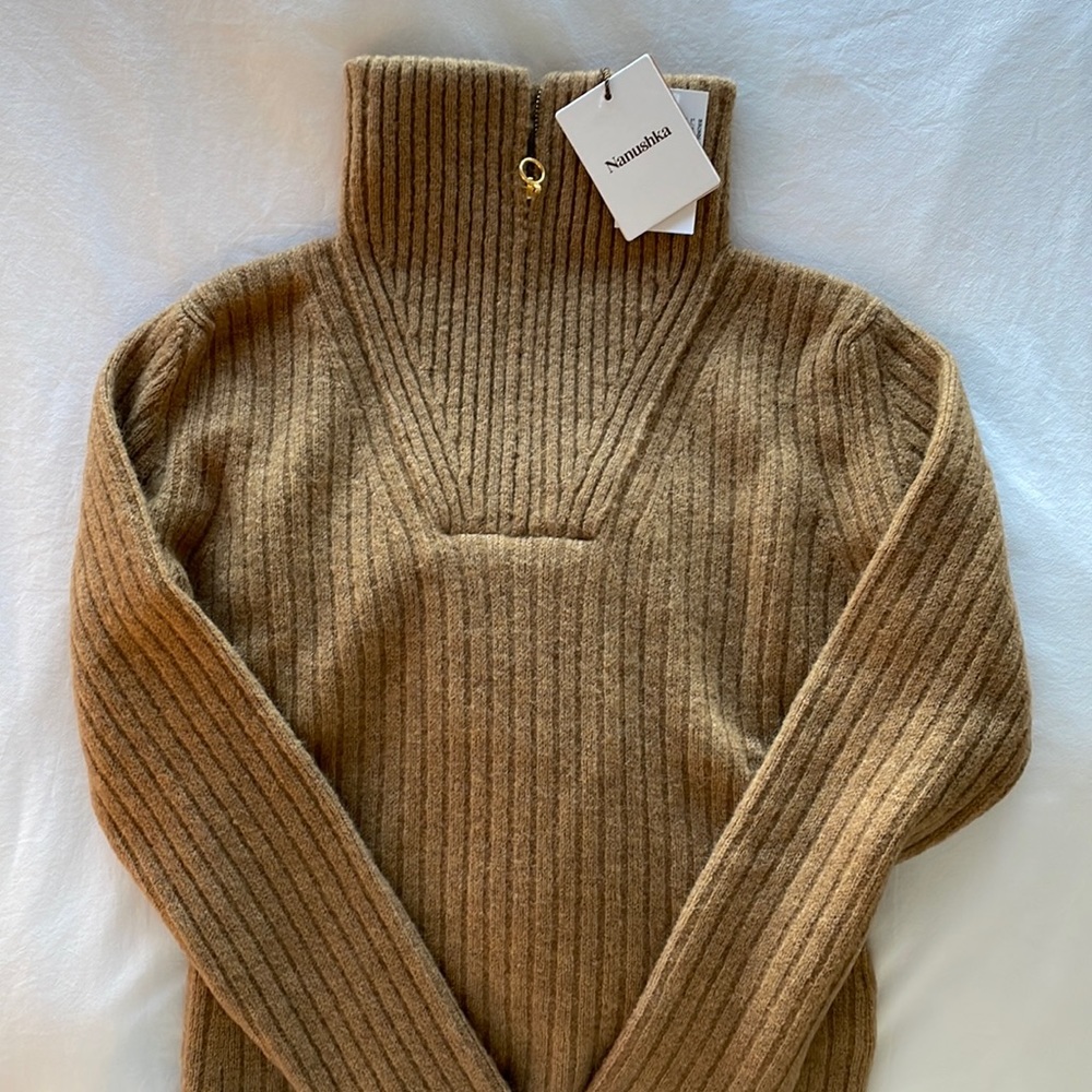 Nanushka Brown long sleeve zip sweater